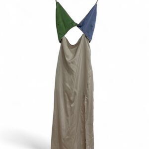 Vintage FORE Color Block Dress Size L Retro Colorblock Midi